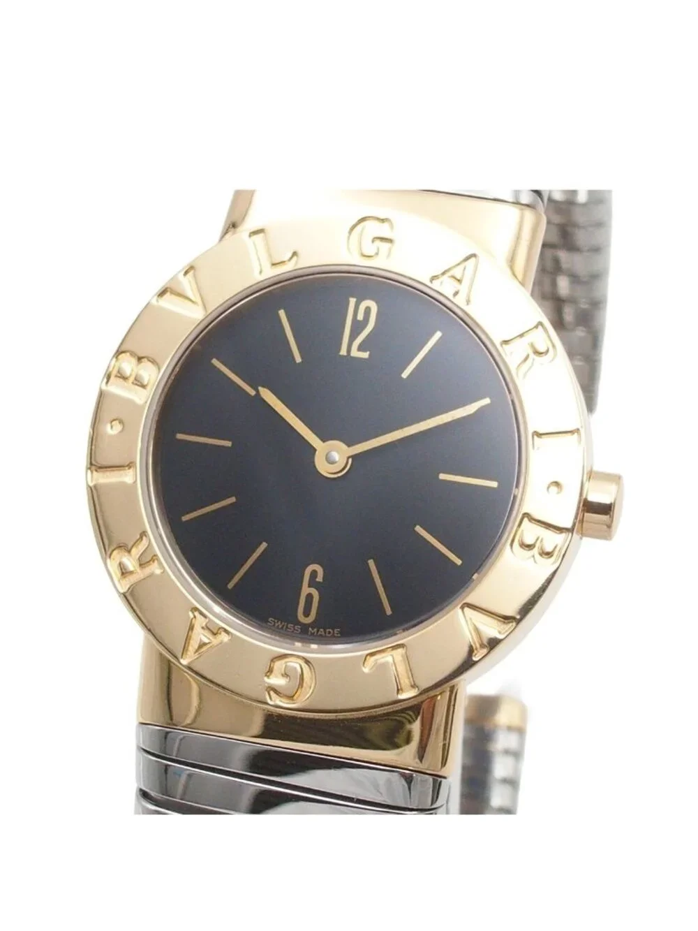 Bvlgari Tubogas S Black 18K Yellow Gold SS Watch Quartz